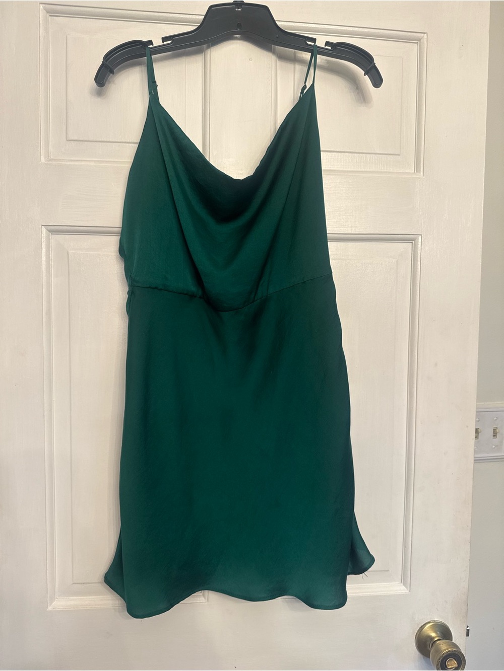 Greylin Emerald Green Satin Cowl Neck Slip Cami